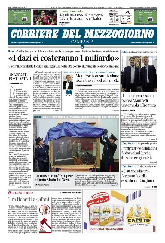 Prima-pagina-corriere del mezzogiorno-del-2025-02-04